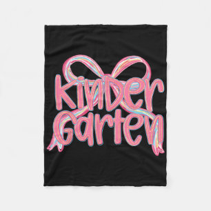 Kindergarten Back To School Girls Pink Bow Coquett Fleece Blanket