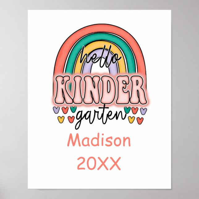 Kindergarten Back to School Rainbow Personalised Poster (Front)