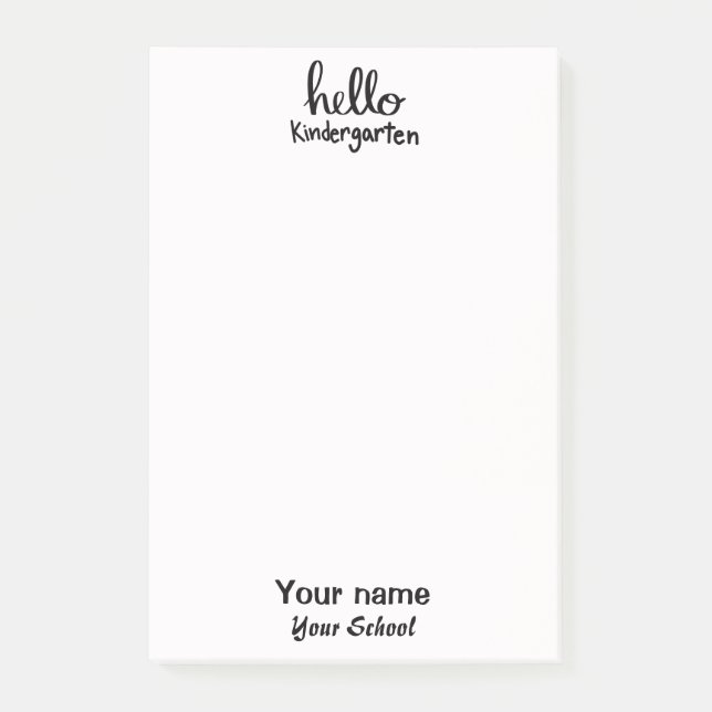 Kindergarten  Black and White Post-it Notes (Front)