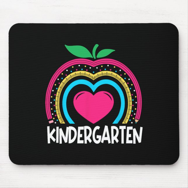 Kindergarten Boho Rainbow teacher team Kinder squa Mouse Mat (Front)