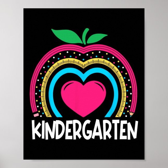 Kindergarten Boho Rainbow teacher team Kinder squa Poster (Front)