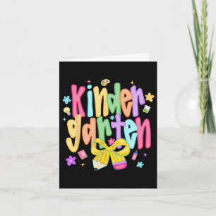 Kindergarten Bow Pencil Flowers Funny Back To Scho Card