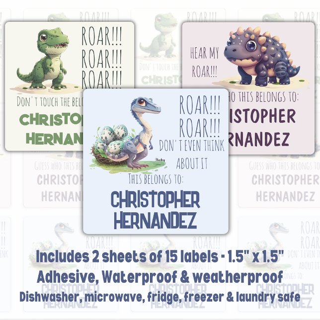 Kindergarten Boy Dinos Funny School Labels (Put these cute labels on all the supplies they'll need for the new school year. Order today!)