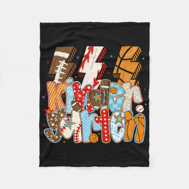 Kindergarten Boy Lightning Bolt Footll Sell Sketll Fleece Blanket (Front)