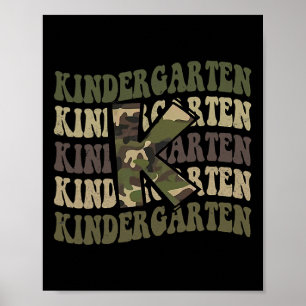 Kindergarten Camo Camouflage Boy Teacher Back To S Poster