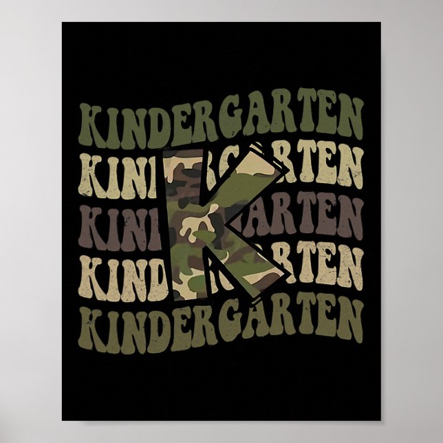 Kindergarten Camo Camouflage Boy Teacher Back To S Poster (Front)