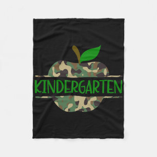 Kindergarten Camouflage Apple First Day Of School Fleece Blanket
