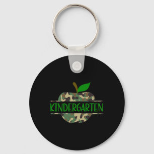 Kindergarten Camouflage Apple First Day Of School Key Ring