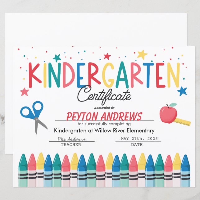 Kindergarten Certificate (Front/Back)
