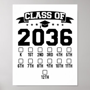 Kindergarten Cl Of 2036 First Day Of School Check Poster