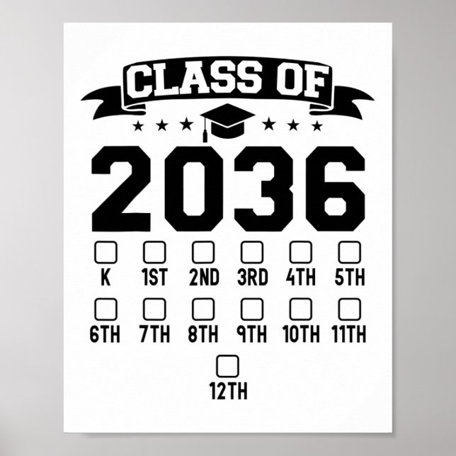 Kindergarten Cl Of 2036 First Day Of School Check  Poster (Front)