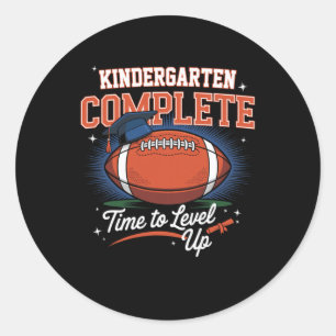 Kindergarten Complete Time To Level Up Football Gr Classic Round Sticker