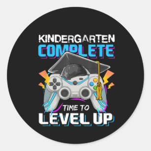 Kindergarten Complete Time To Level Up Video Game  Classic Round Sticker
