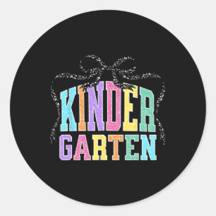 Kindergarten Coquette Bow Back To School Funny Tea Classic Round Sticker