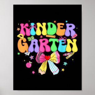 Kindergarten Coquette Pencil Bow Teacher Girl Wome Poster
