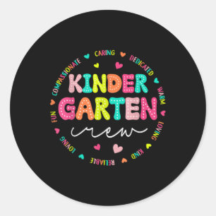Kindergarten Crew Back To School Kindergarten Teac Classic Round Sticker