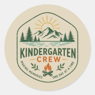 Kindergarten Crew Camp Badge Teacher Appreciation  Classic Round Sticker