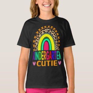 Kindergarten Cutie Rainbow Leopard Back To School  T-Shirt