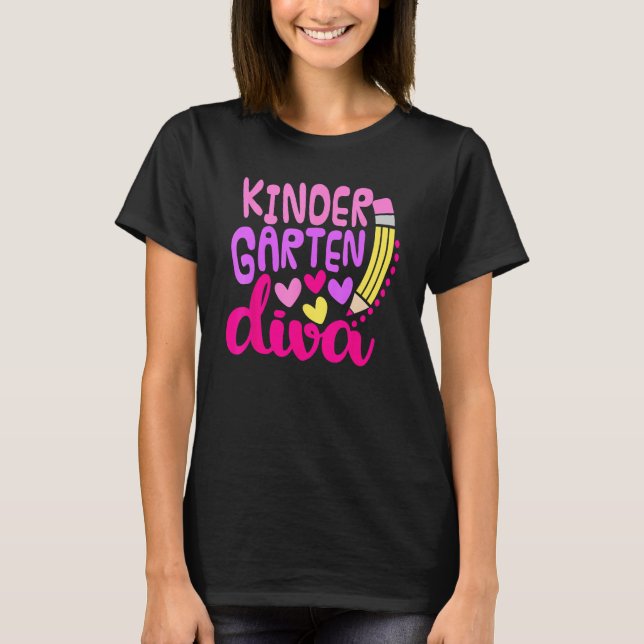 Kindergarten Diva Girls First Day Of Kindergarten T-Shirt (Front)