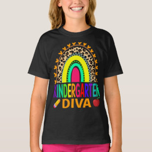Kindergarten Diva Rainbow Leopard Back To School T-Shirt