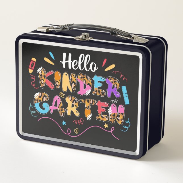 Kindergarten Doodles, Flowers and Pencil  Metal Lunch Box (Front)