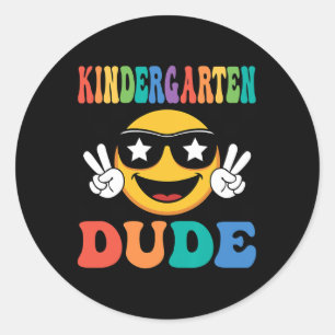 Kindergarten Dude 1st First Day Of School Boy Back Classic Round Sticker
