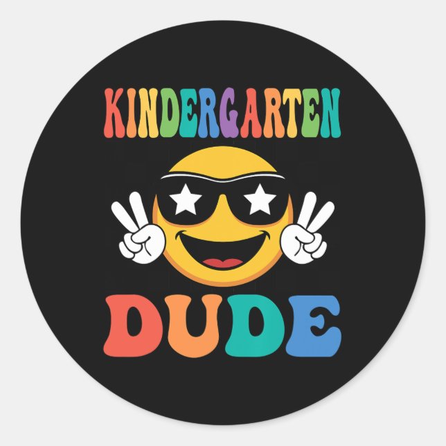 Kindergarten Dude 1st First Day Of School Boy Back Classic Round Sticker (Front)