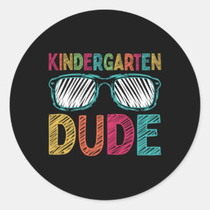 Kindergarten Dude Fun First Day Back To School Stu Classic Round Sticker