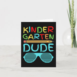 Kindergarten Dude  Fun Pencil First Day School Blu Card