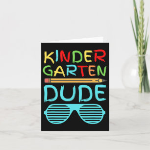 Kindergarten Dude Fun Pencil First Day School Blue Card