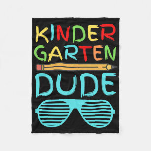 Kindergarten Dude Fun Pencil First Day School Blue Fleece Blanket