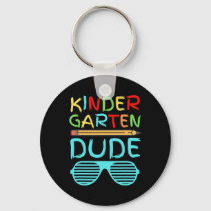 Kindergarten Dude Fun Pencil First Day School Blue Key Ring