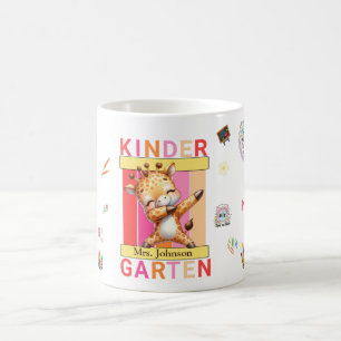 Kindergarten Elementary Teacher Dabbing Giraffe Coffee Mug