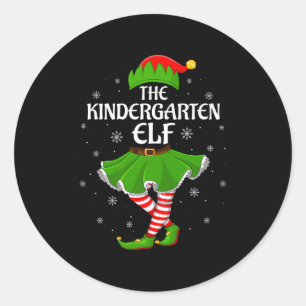 Kindergarten Elf Christmas Family Girls Women Elf Classic Round Sticker