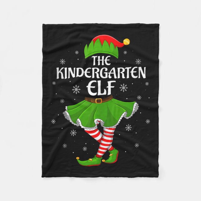 Kindergarten Elf Christmas Family Girls Women Elf  Fleece Blanket (Front)