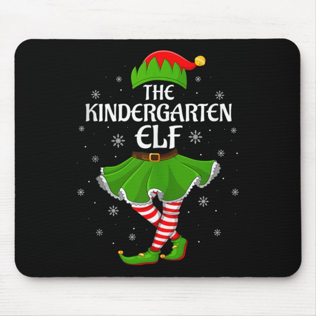 Kindergarten Elf Christmas Family Girls Women Elf  Mouse Mat (Front)