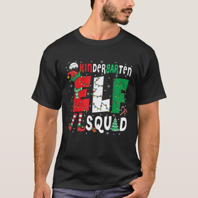Kindergarten Elf Squad Christmas Elf Costume Stude T-Shirt (Front)