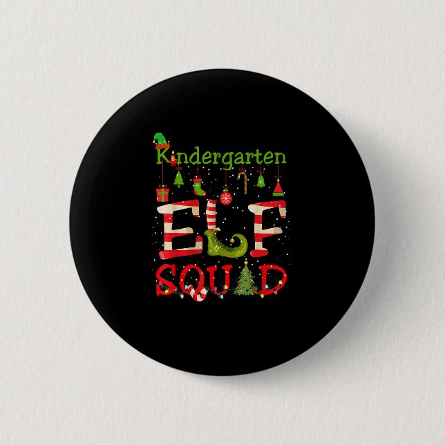 Kindergarten ELF Squad Funny Christmas Lights Kids 6 Cm Round Badge (Front)