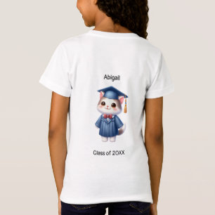 Kindergarten Girl Graduate Name Cute Cat T-Shirt