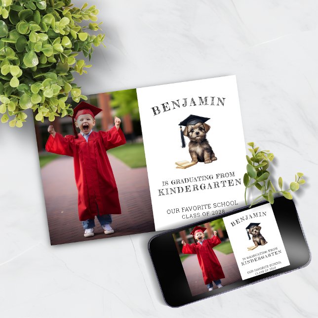 Kindergarten Grad Announcement Scruffy Puppy   (Creator Uploaded)