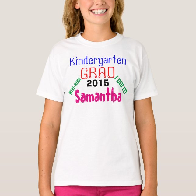 Kindergarten Grad Pink NAME T-Shirt (Front)