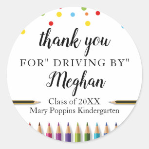 Kindergarten Grad thank you Classic Round Sticker