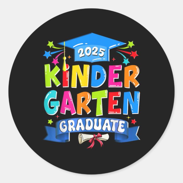 Kindergarten Graduate 2025 Kinder Graduation Kids  Classic Round Sticker (Front)