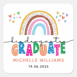 Kindergarten Graduate Colourful Rainbow Square Sticker