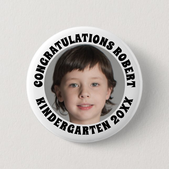 Kindergarten Graduate Congratulations Photo 6 Cm Round Badge (Front)