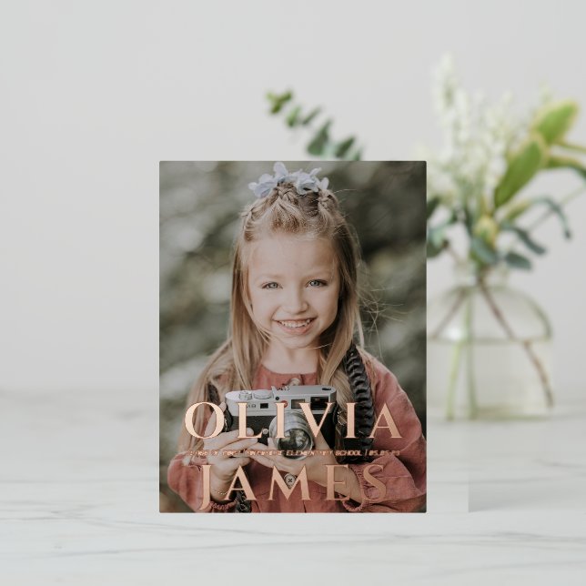 kindergarten graduate photo announcement postcard (Standing Front)