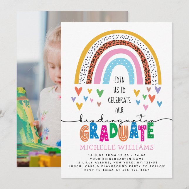 Kindergarten Graduate Photo  Invitation (Front/Back)