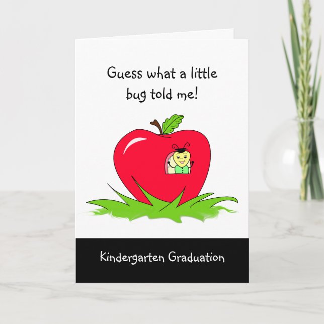 Kindergarten Graduate Red Apple Congratulations Card (Front)