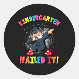 Kindergarten Graduation 2025 Boys Kids Dabbing Gra Classic Round Sticker