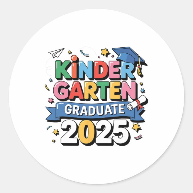 Kindergarten Graduation 2025 Graduate Kids Boys Gi Classic Round Sticker (Front)